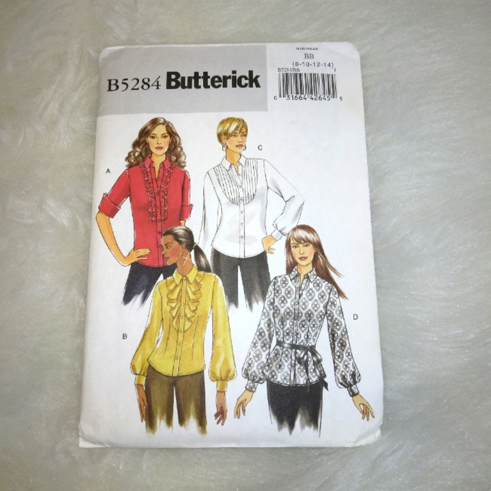 BUTTERICK B5284 Sz 8-14 EASY Misses Shirt with front band, collar band, …